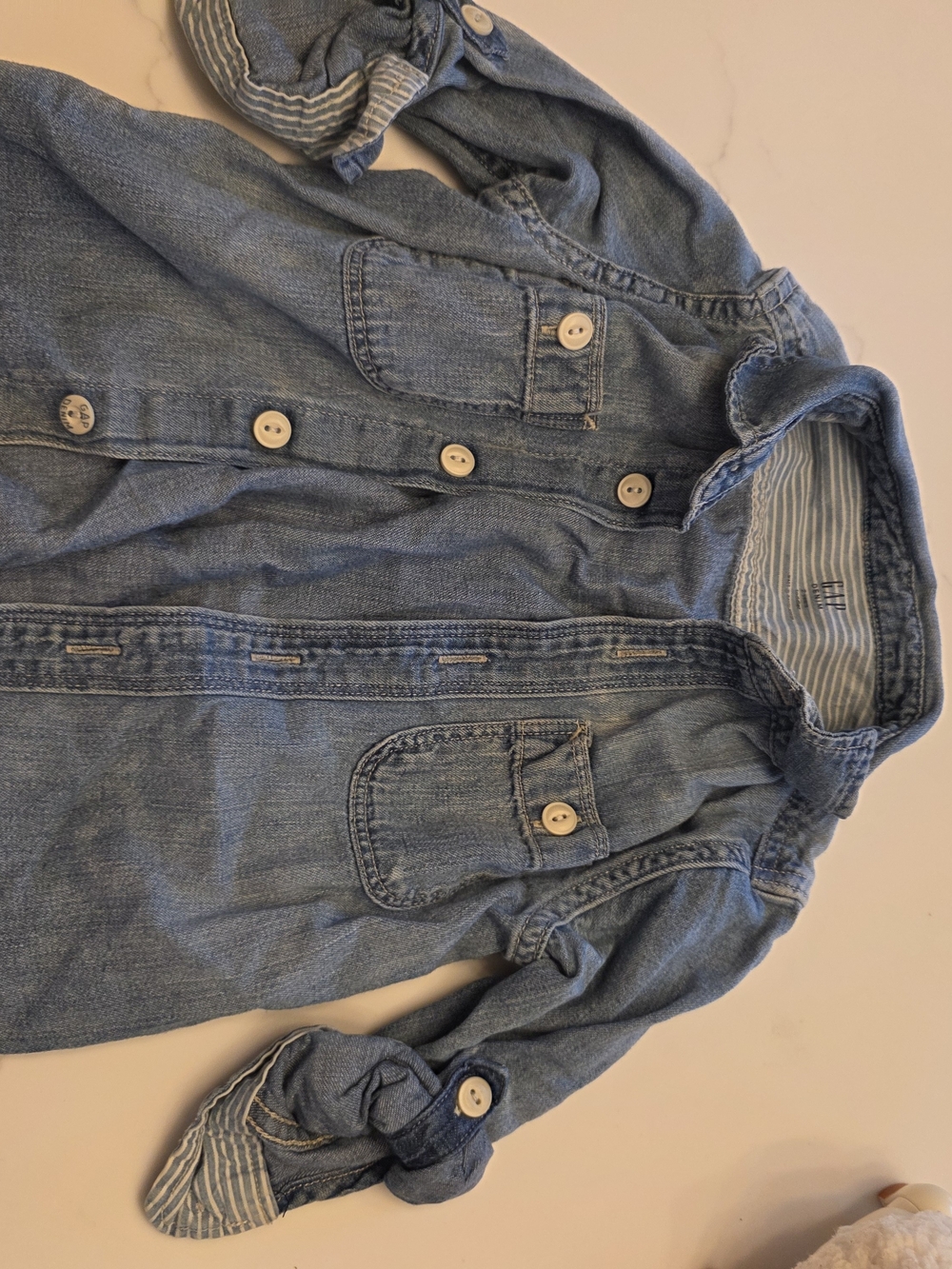 GAP Blue Denim-Look Button Down Shirt